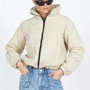 Princess Polly Beige Suede Puffer Jacket